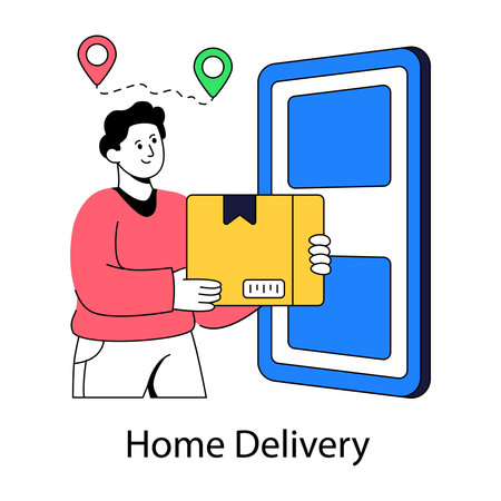 Conceptual design illustration of door deliveryのイラスト素材