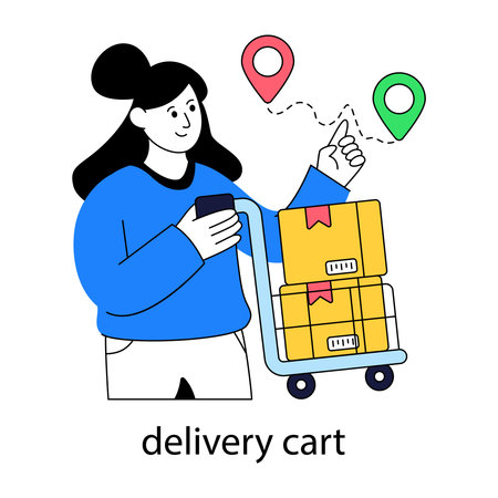 Premium download illustration of luggage cartのイラスト素材