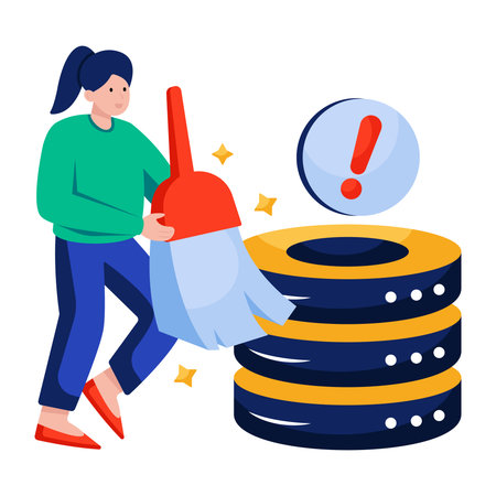 Trendy vector design of database cleaningのイラスト素材