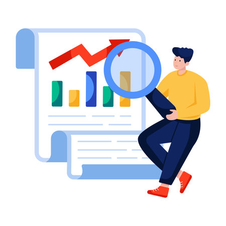 A flat design illustration of data analysisのイラスト素材