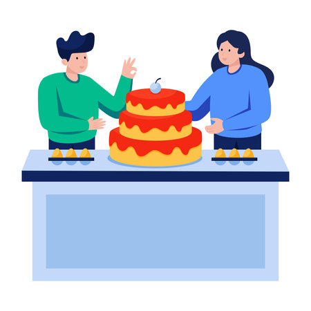 Conceptual flat design illustration of baking