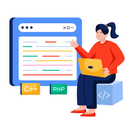 Unique design illustration of web codingのイラスト素材