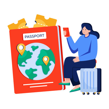 A flat design illustration of passport, editable vectorのイラスト素材