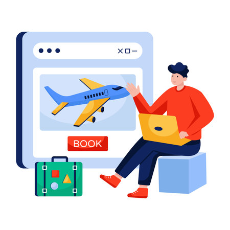 A beautiful design illustration of mobile flight bookingのイラスト素材