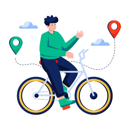 Unique design illustration of bicyclingのイラスト素材