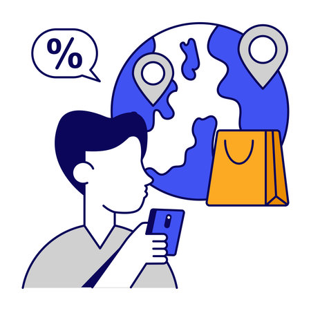 Conceptual isometric design icon of global shoppingのイラスト素材