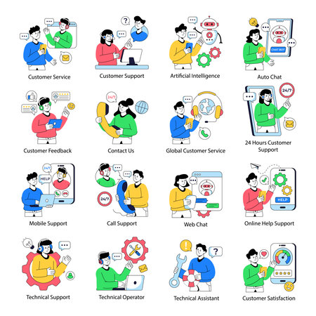 Set of Customer Service Flat Illustrationsのイラスト素材