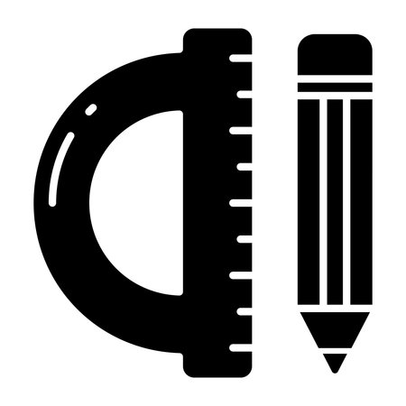 Pencil with scale, icon of stationeryのイラスト素材