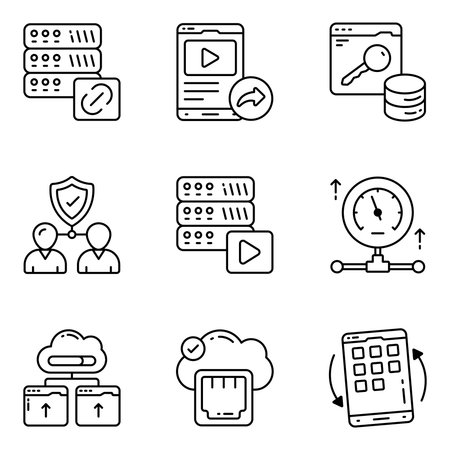 Set of Networking Linear Iconsのイラスト素材
