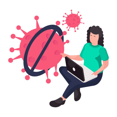 isometric design illustration of no covidのイラスト素材