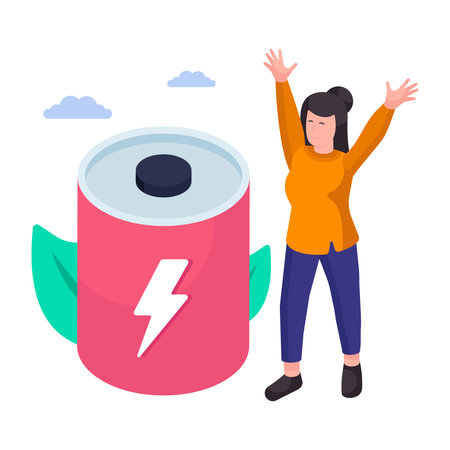 Conceptual isometric design illustration of electric cellのイラスト素材
