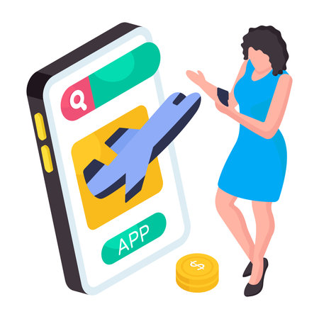 A beautiful design illustration of mobile flight booking appのイラスト素材