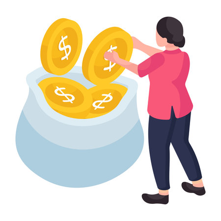 Dollar insider bag, isometric design of money collectionのイラスト素材