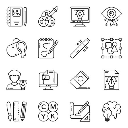 Set of Designing Tools Solid Iconsのイラスト素材