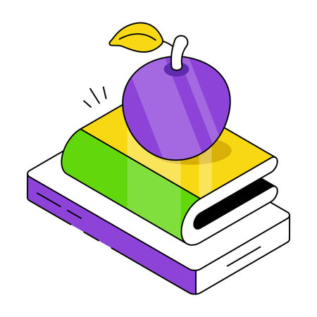 Apple fruit with close book, icon of healthy educationのイラスト素材