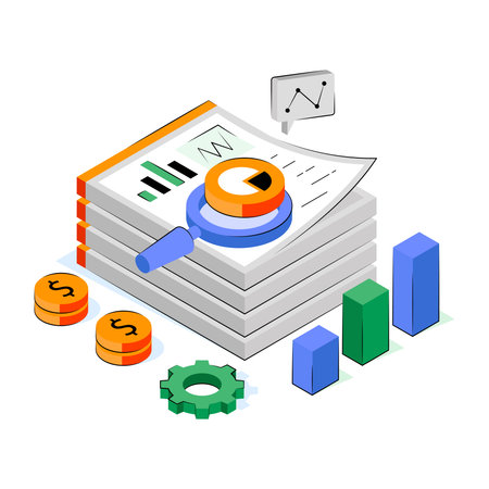 Editable design illustration of business reportのイラスト素材