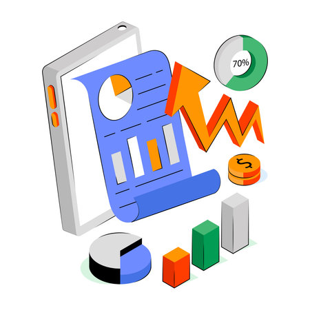 Editable design illustration of mobile data analyticsのイラスト素材