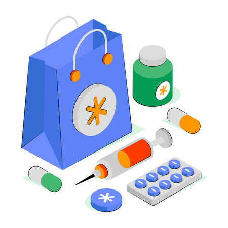 Trendy design illustration of medical shoppingのイラスト素材