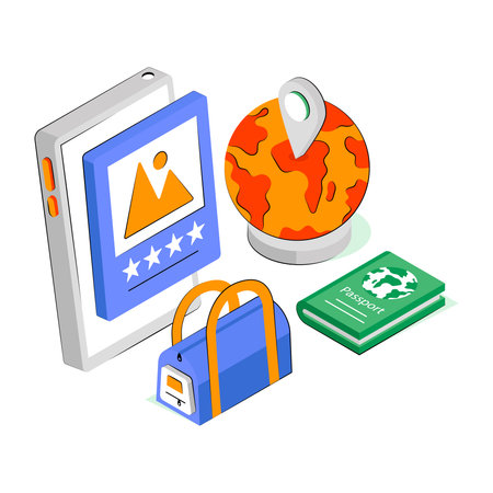 Conceptual isometric design illustration of mobile landscapeのイラスト素材