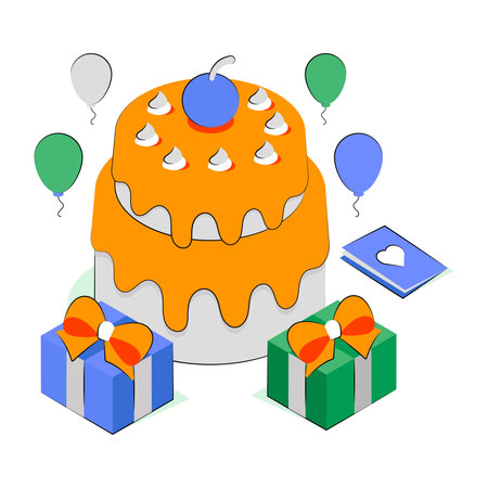 A unique design illustration of cherry cakeのイラスト素材