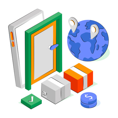 Conceptual design illustration of door deliveryのイラスト素材