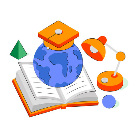 Globe with book, isometric design of global educationのイラスト素材