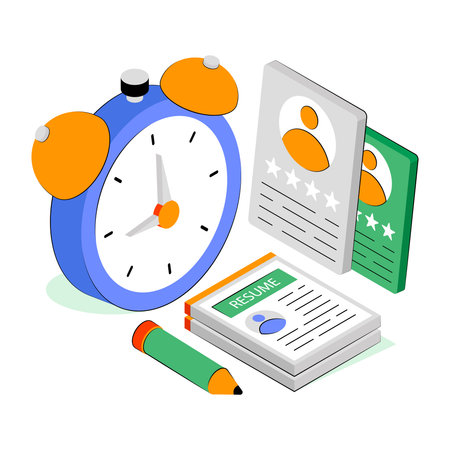 Conceptual isometric design illustration of employment timeのイラスト素材