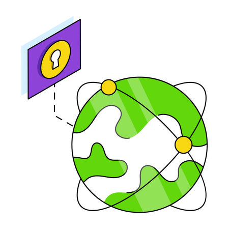 Keyhole with globe, icon of global securityのイラスト素材