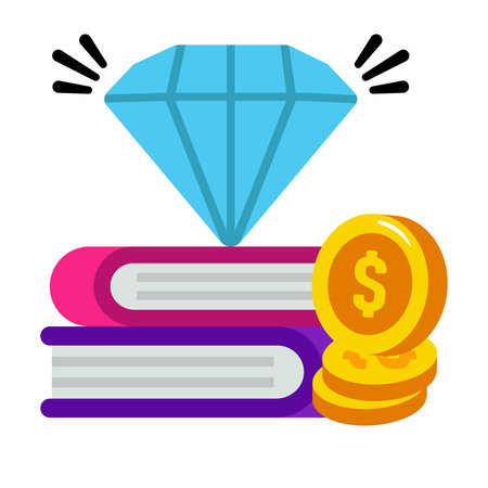 Books with dollar and diamond, flat design of precious educationのイラスト素材