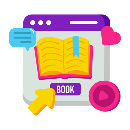 Conceptual flat design icon of online bookのイラスト素材