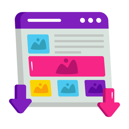 A colored design illustration of web content download