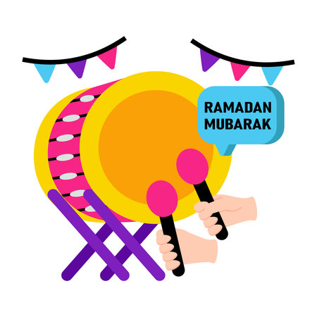 Traditional music drum illustration, flat style of dholのイラスト素材