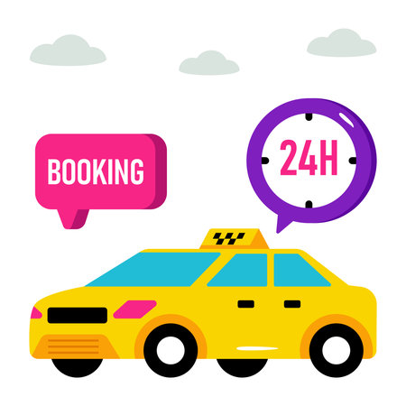 An icon design of 24hr taxi serviceのイラスト素材