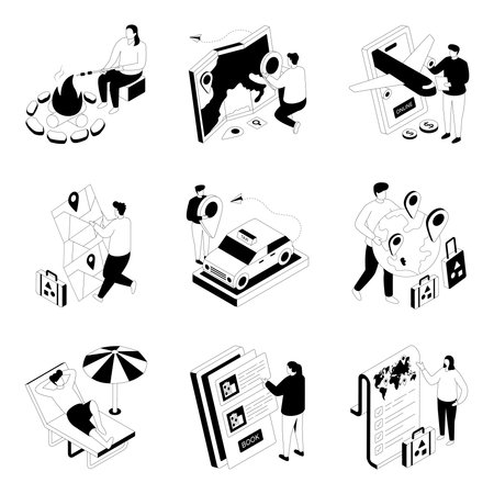 Set of Direction Glyph Isometric Illustrationsのイラスト素材