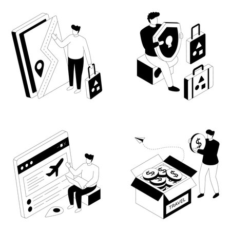 Set of Navigation Glyph Isometric Illustrationsのイラスト素材