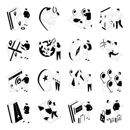 Set of Location Glyph Isometric Illustrationsのイラスト素材