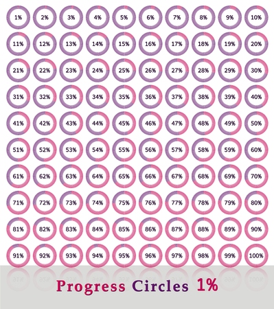 Progress circles with 1 increments  pink designのイラスト素材
