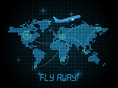 Fly away map  blue designのイラスト素材