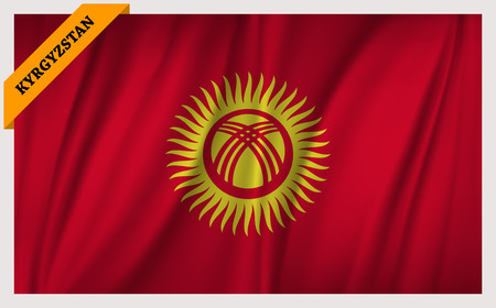 National flag of Kyrgyzstan - waving editionのイラスト素材