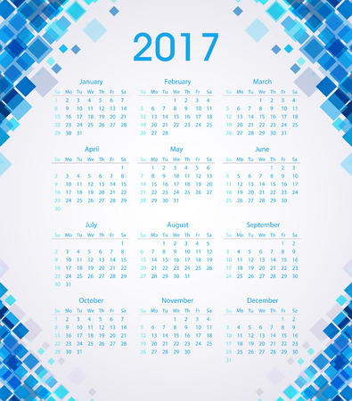 Simple 2017 calendar template for companies and private use - abstract designのイラスト素材