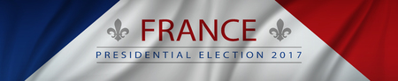 Presidential election banner background - France in 2107 with fleur de lys symbol on Pasted inside waving flag Franceのイラスト素材