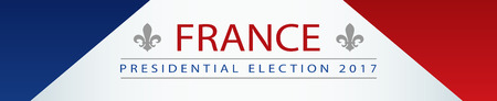 Presidential election banner background - France in 2107 with fleur de lys symbol on Pasted inside France flagのイラスト素材
