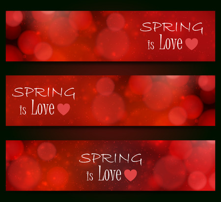 Spring is love - blurred bokeh design, red color backgroundのイラスト素材
