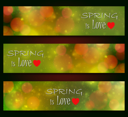 Spring is love - blurred bokeh design, green color backgroundのイラスト素材