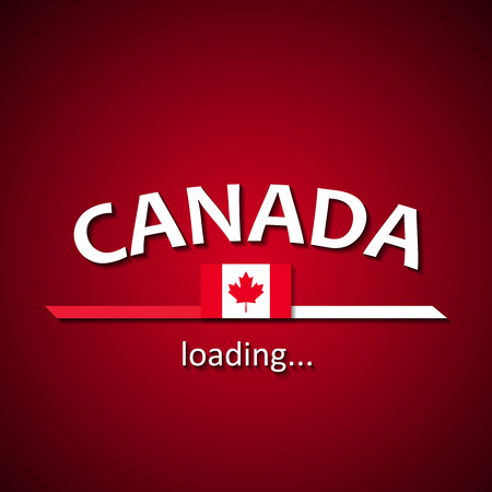 Canada is loading - Canadian flag inscription loading bar template for travel agencies and celebrating the foundation of this countryのイラスト素材