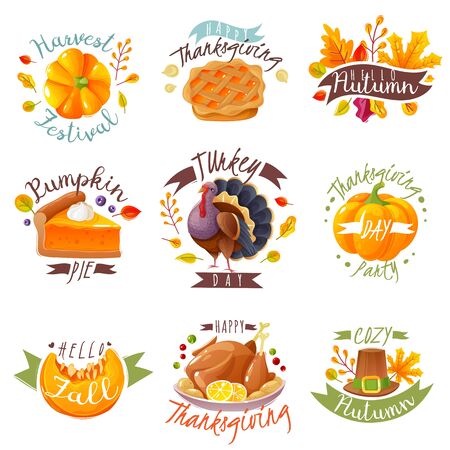 Thanksgiving day emblemsのイラスト素材