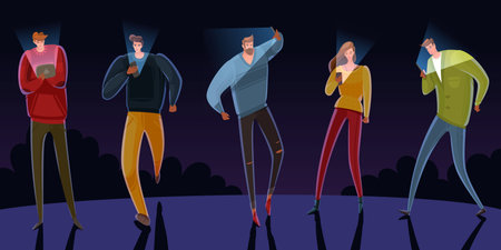 People cartoon gadgets illustration