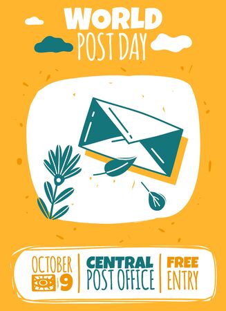 Vertical poster with a minimalistic Doodle picture and phrase message. Vector illustrationのイラスト素材