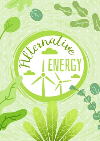 Vertical poster banner on an environmental theme save planet green energy. Vector illustrationのイラスト素材