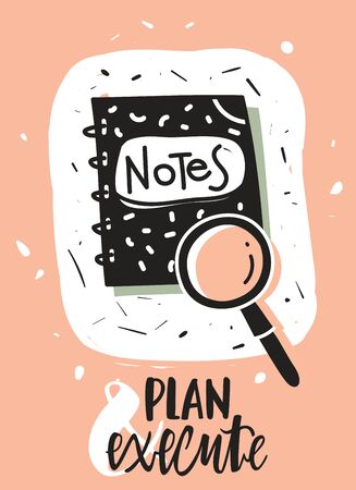 Vertical poster with a minimalistic Doodle picture and phrase message. Vector illustrationのイラスト素材